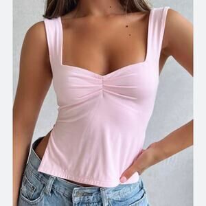 White Fox Boutique Pink Taking Off Top Baby Pink